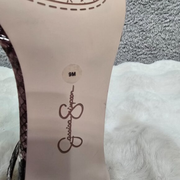 Jessica Simpson Silver Metallic Snake Print Heels Pump Ankle Strap NEW Sizes - Picture 15 of 15